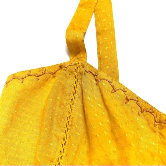 Tularosa mustard yellow embroidered ruffle crop top size S - Picture 4 of 8